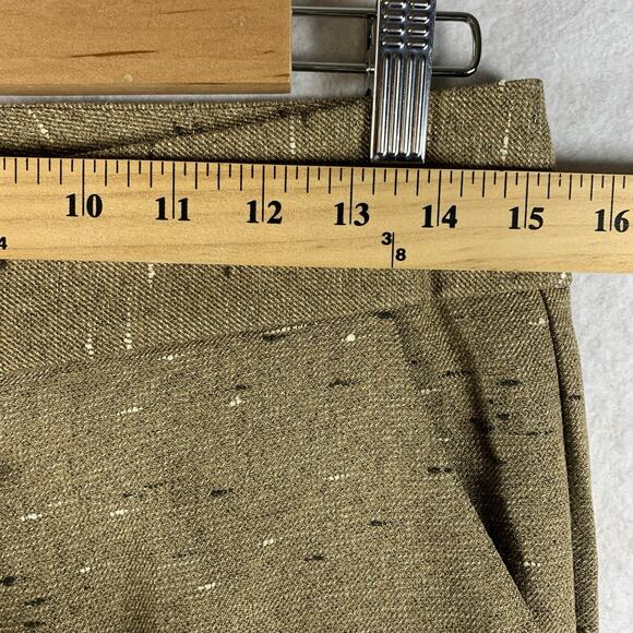 Stoosh Women Y2K Low Rise Dress Pants Sz 3 Tan Confetti Wide Flare Cuffed Office - Picture 5 of 12